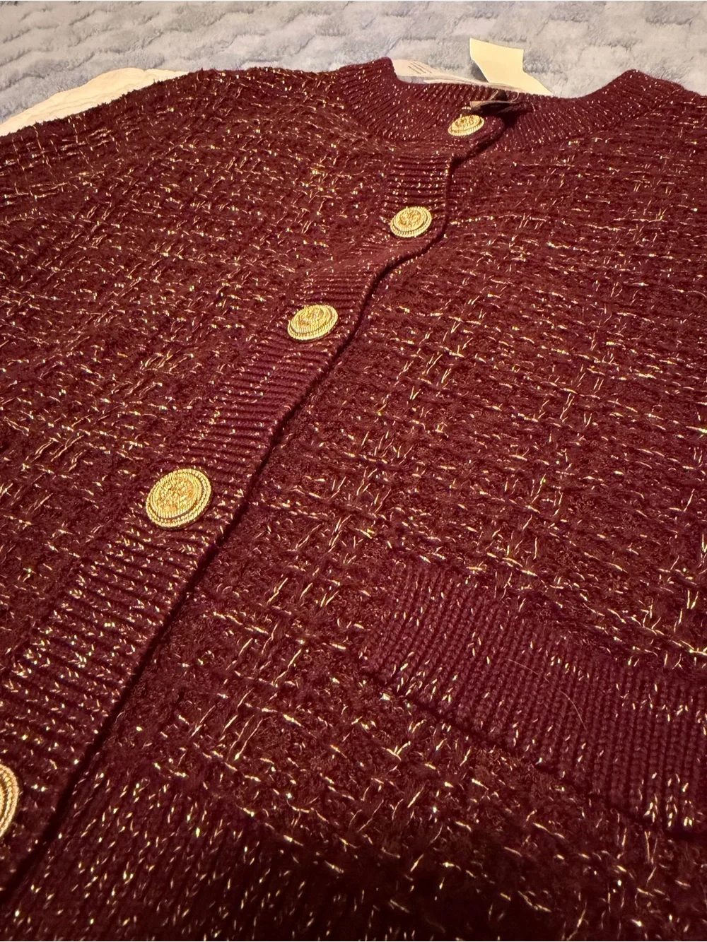 French Connection Metallic Tweed Knit Cardigan NWT! - Picture 3 of 13